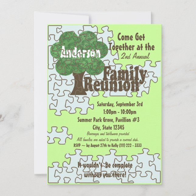 Family Reunion Puzzle Invitation (Front)