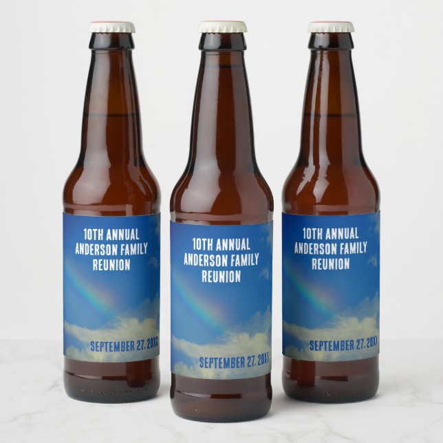 Family Reunion Rainbow Colourful Summer Picinic Beer Bottle Label (Bottles)