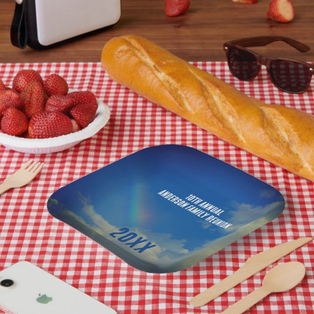 Family Reunion Rainbow Colourful Summer Picinic Paper Plate (Picnic)