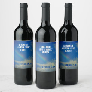 Family Reunion Rainbow Colourful Summer Picinic Wine Label