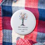 Family Reunion Rainbow Family 6 Cm Round Badge<br><div class="desc">Give these stylish Family Reunion buttons as keepsakes at your family party. They feature a family tree in the colours of the rainbow. Customise them it with your family name and the year. This unique design is a print of my Family Tree mosaic which was made from tiny pieces of...</div>