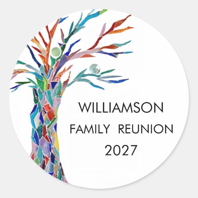 Family Reunion Rainbow Family Tree Classic Round S Classic Round Sticker (Front)