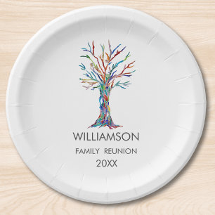 Family Reunion Rainbow Family Tree Paper Plate