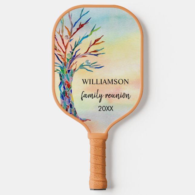 Family Reunion Rainbow Family Tree Pickleball Paddle (Front)