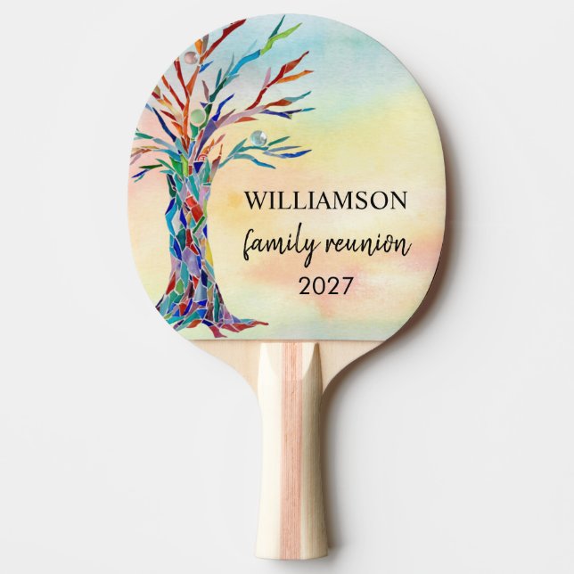Family Reunion Rainbow Family Tree Ping Pong Paddle (Front)