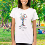 Family Reunion Rainbow Family Tree T-Shirt<br><div class="desc">There is a Family Reunion T-shirt for all the ladies in the family! These stylish T-shirts are decorated with a family tree in the colours of the rainbow. Customise them with your family name and the year. This unique design is a print of my Family Tree mosaic which was made...</div>