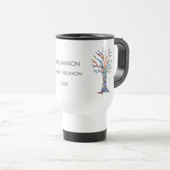 Family Reunion Rainbow Family Tree Travel Mug (Front Right)