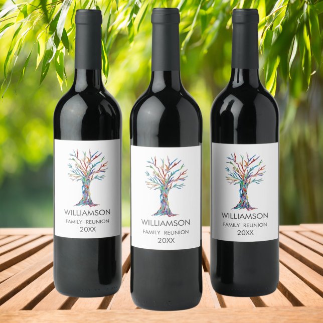 Family Reunion Rainbow Family Tree Wine Label (Creator Uploaded)