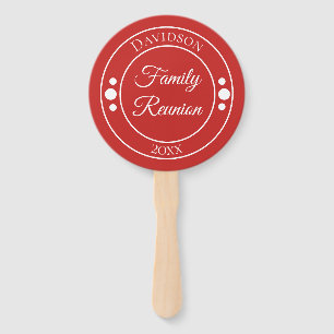 Family Reunion Red and White Circles Hand Fan