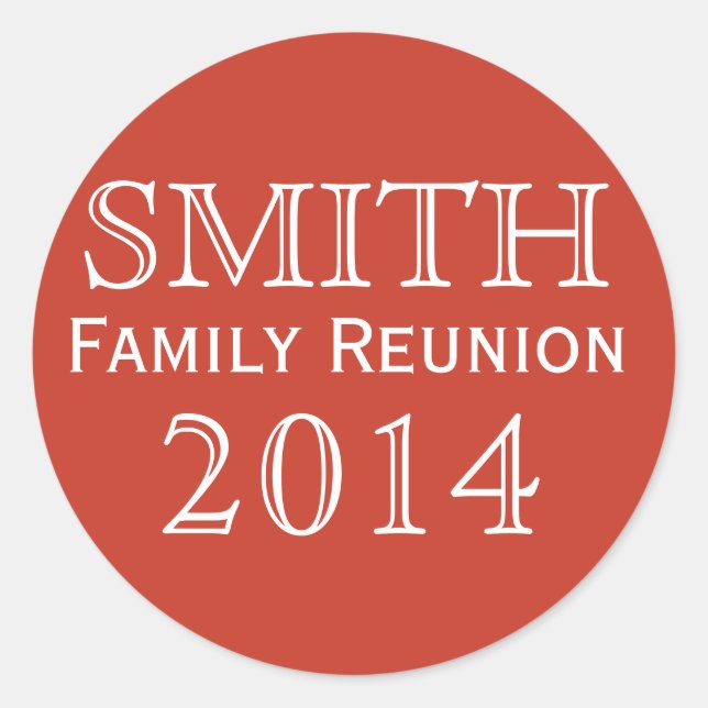 Family Reunion Red Background Classic Round Sticker (Front)