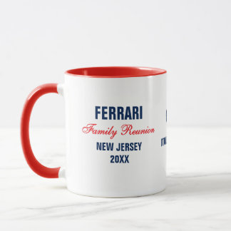 Family Reunion Red Navy Blue Personalised Mug