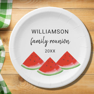 Family Reunion Red Watermelon Paper Plate