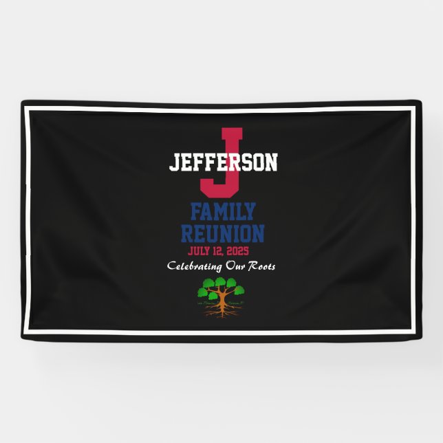 Family Reunion Red, White, Blue for Any Name Banner (Horizontal)