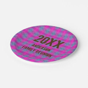 Family Reunion Retro Neon Tie Dye Picnic Paper Plate