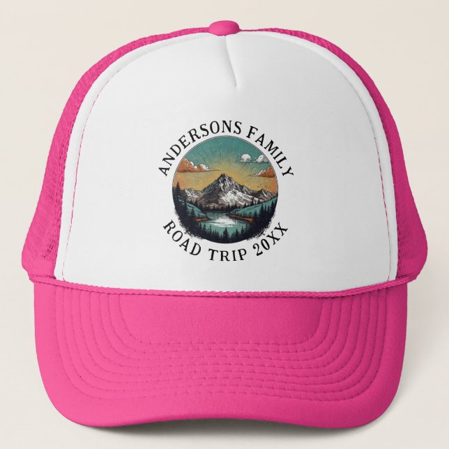 Family Reunion Road Trip Mountain Personalised  Trucker Hat (Front)