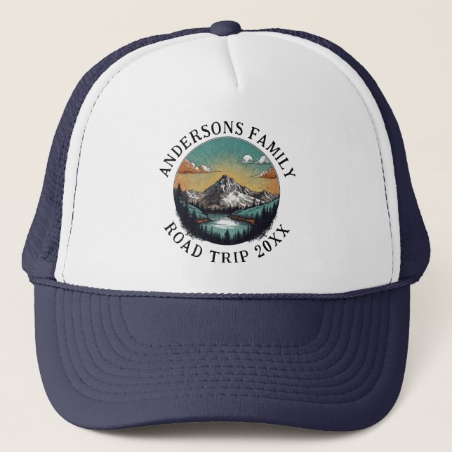 Family Reunion Road Trip Mountain Personalised  Trucker Hat (Front)