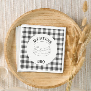 Family Reunion Rustic Black and White Plaid Napkin