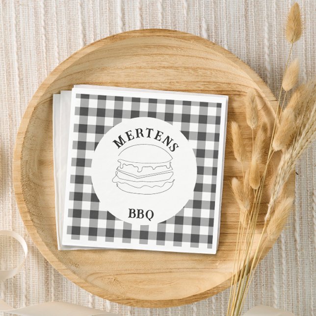 Family Reunion Rustic Black and White Plaid Napkin (Creator Uploaded)