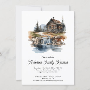 Family Reunion Rustic Forest Cabin Invitation 