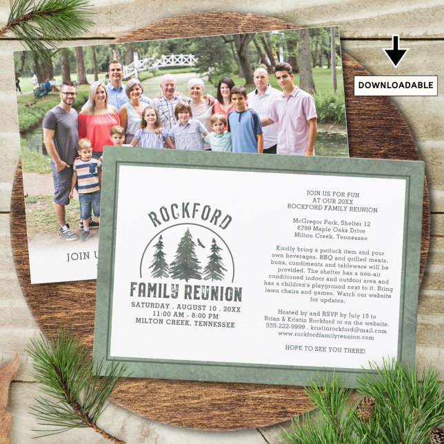 Family Reunion Rustic Forest Trees Photo Invitation (Creator Uploaded)