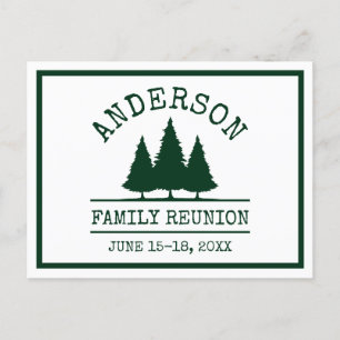 Family Reunion Rustic Green Pine Trees Postcard