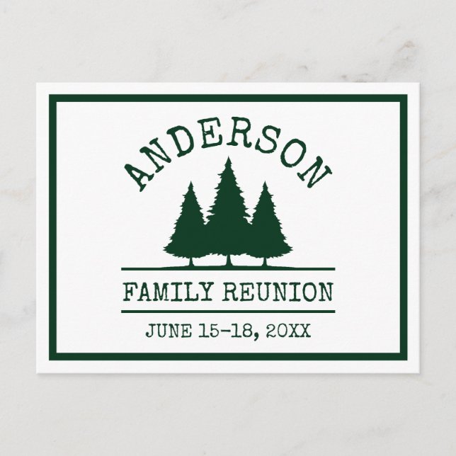 Family Reunion Rustic Green Pine Trees Postcard (Front)