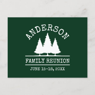 Family Reunion Rustic Pine Trees Green Postcard
