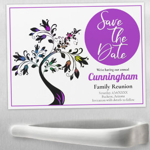 Family Reunion Save The Date Colourful Tree Magnet