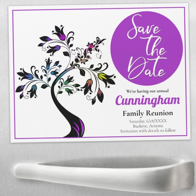 Family Reunion Save The Date Colourful Tree Magnet (Creator Uploaded)