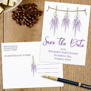 Family Reunion Save The Date Dry Lavender Bundles Announcement Postcard