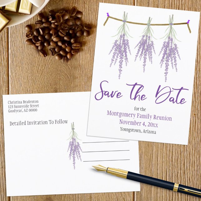 Family Reunion Save The Date Dry Lavender Bundles  Announcement Postcard (Creator Uploaded)