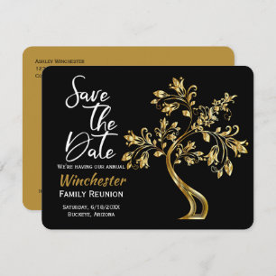 Family Reunion Save The Date Modern Gold Tree