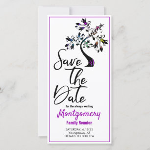 Family Reunion Save The Date  Modern Purple Tree