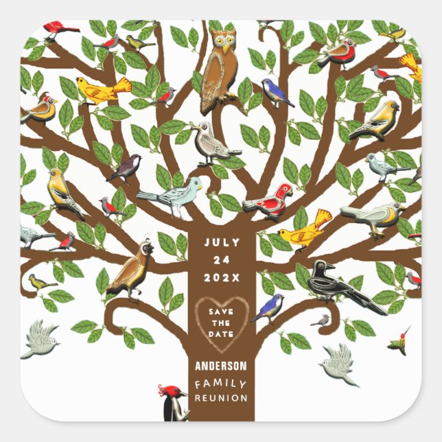 Family Reunion Save the Date Square Sticker (Front)