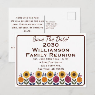 Family Reunion Save the Date Sunflower Postcard
