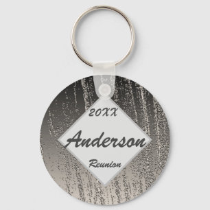 Family Reunion Silver Stripes Elegant Keepsake Key Ring