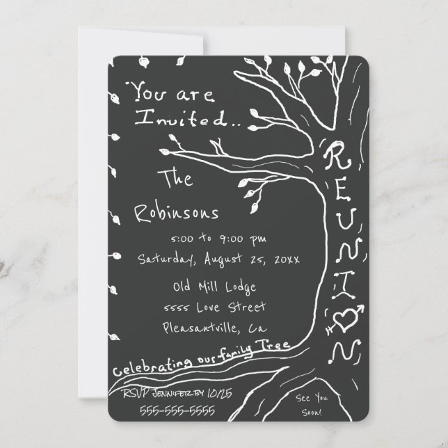 Family Reunion Simple Family Tree Invitation (Front)