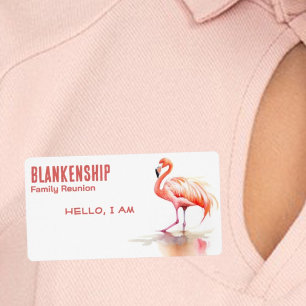 Family Reunion Single Flamingo Paper Name Tags
