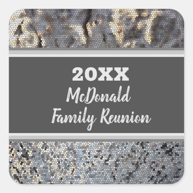 Family Reunion Small Grey Black Tile Mosaic Square Sticker (Front)