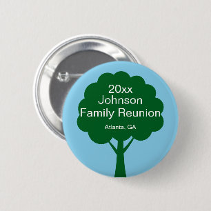 Family Reunion Souvenir with Name, Tree & Year 6 Cm Round Badge