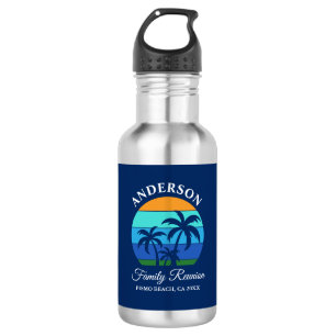 Family Reunion Summer Beach Palm Trees Blue 532 Ml Water Bottle