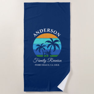 Family Reunion Summer Beach Palm Trees Blue Beach Towel