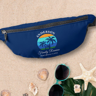Family Reunion Summer Beach Palm Trees Blue Bum Bags