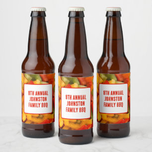 Family Reunion Summer Picnic Colorful Photo BBQ Beer Bottle Label