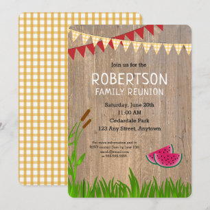 Family Reunion Summer Picnic Rustic Invitation