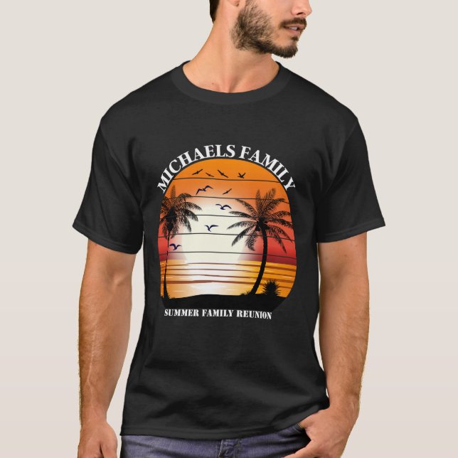 Family Reunion Summer Sunset Beach Palm T-Shirt (Front)