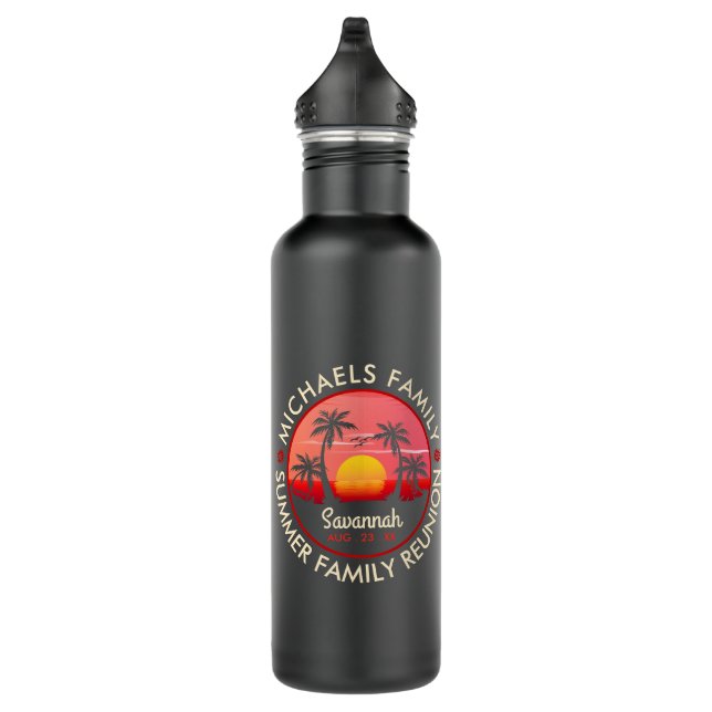 Family Reunion Summer Sunset Beach Palm Tree 710 Ml Water Bottle (Right)