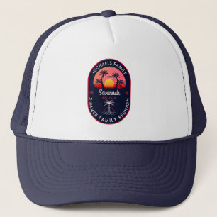 Family Reunion Summer Sunset Beach Palm Tree Trucker Hat