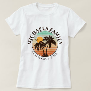 Family Reunion Summer Sunset Beach Palm Trees 60s T-Shirt