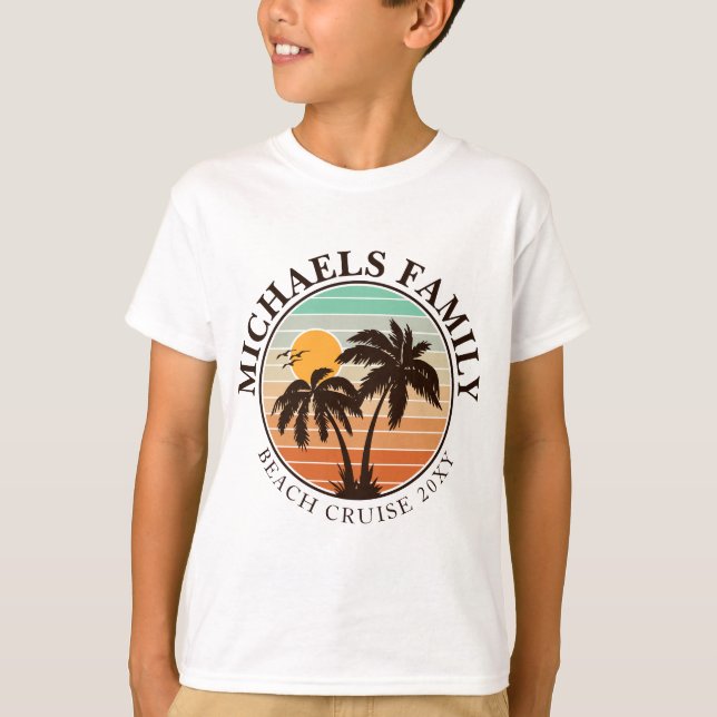 Family Reunion Summer Sunset Beach Palm Trees 60s T-Shirt (Front)